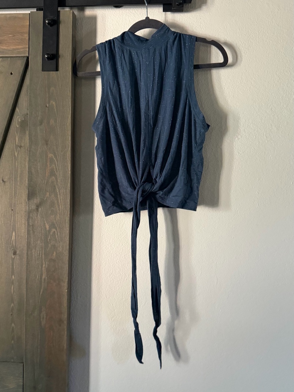 Sleeveless Tie-Front Tank Top in Navy